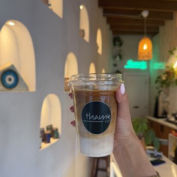 Thamè Kafe - Iced Banana Oat Latte (~$7) - Coffee & Tea Near Me - Queens, New York