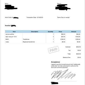 Fire 'n' Ice Heating & Cooling - How much Fire n Ice charges to replace a transformer in furnace...$402! Biggest rip-off. - Heating & Air Conditioning/HVAC Near Me - Downers Grove, Illinois