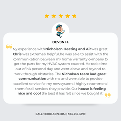 Nicholson Heating & Air - Customer review