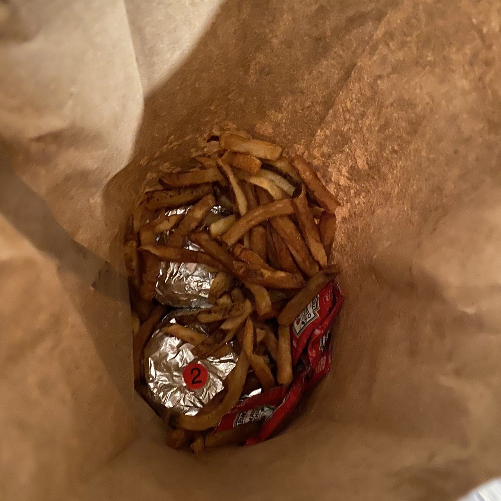 Five Guys - a hamburger and french fries in a paper bag - Burgers Near Me - Foley, Alabama