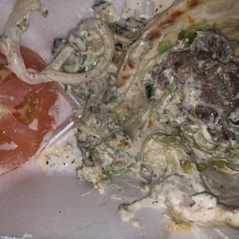 Falafel Corner - Gyro wrap too much tzatziki sauce and lettuce - Mediterranean Near Me - Sacramento, California
