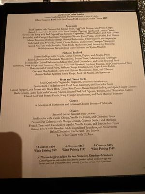 Menu photo 1 Gary Danko San Francisco, CA Menu photo 1 Gary Danko San Francisco, CA