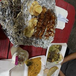DomiRican Food Truck - I Got 2 Pinchos & Pina Calada . Mar Y Tierra & An Empanada .