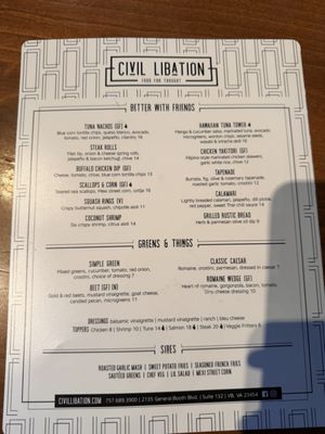 Menu photo 1 Civil Libation Virginia Beach, VA