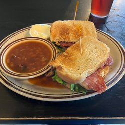 Stan's Country Restaurant - Country ham sandwich and either baked beans or pinto beans--I could not determine which. I asked for pintos, so it is probably a new recipe.