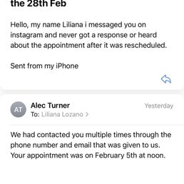 Never called me nor sent an email.