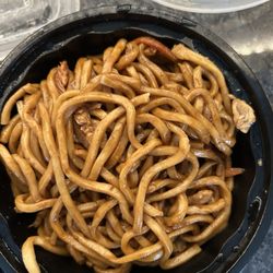 Golden Wok - Noodles were overcooked. 1 shrimp hardley any chicken or pork. No vegetables. This was their house special lo mein.