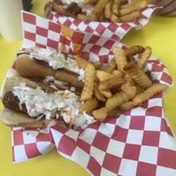 Danbury Grill - Hotdog all the way with fries, awesome!