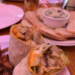 Potosi Brewing Co - Chicken wrap and spinach artichoke dip