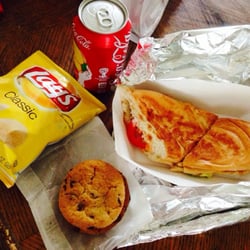 Jose's Cuban Sandwich & Deli - El Caribbean Chicken Sandwich combo includes chips, cookies and a pop for $6.95!! Super cheap and delicious!