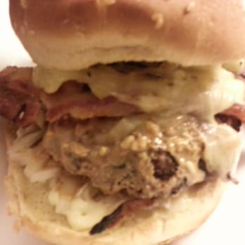 KC's Rib Shack - Graceland burger - Bacon, pepper jack, onions and PEANUT BUTTER - Barbeque Near Me - Manchester, New Hampshire KC's Rib Shack - Graceland burger - Bacon, pepper jack, onions and PEANUT BUTTER - Barbeque Near Me - Manchester, New Hampshire