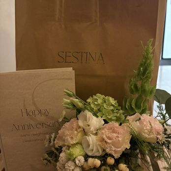 Sestina - Anniversary card and flowers from the lovely staff - Italian Near Me - Bentonville, Arkansas Sestina - Anniversary card and flowers from the lovely staff - Italian Near Me - Bentonville, Arkansas