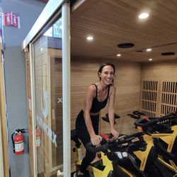 HOTWORX - Belmont, CA - El Camino Real - Jeanne in hot cycle workout
