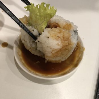 Maneki Sushi - This piece of sushi is almost as wide as the dipping sauce dish. Thumbs down.... - Japanese Near Me - Union City, California Maneki Sushi - This piece of sushi is almost as wide as the dipping sauce dish. Thumbs down.... - Japanese Near Me - Union City, California