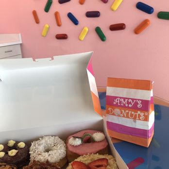 Amy's Donuts - Red Velvet, Vanilla Coconut, Over the Rainbow, Lord of the Pretzels, Maple Bacon, & Strawberry Cheesecake 12-Count Glazed Donut Holes - Donuts Near Me - Albuquerque, New Mexico