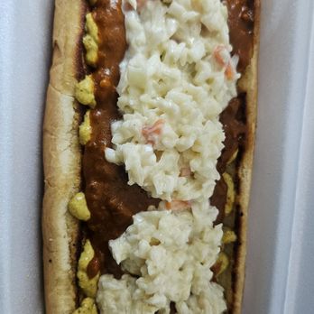 All American Dawgs - Footlong . Spicy mustard, chili dog sauce, and coleslaw. - Food Trucks Near Me All American Dawgs - Footlong . Spicy mustard, chili dog sauce, and coleslaw. - Food Trucks Near Me