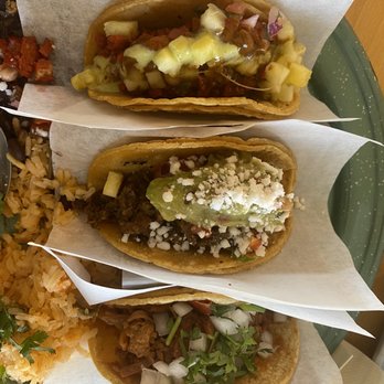 Tacotarian Henderson - Three taco plater. Carne asada, Al Pastor and Barrbacoa. - Vegan Near Me - Henderson, Nevada
