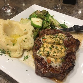 The Twisted Cork - Rib eye with garlic mashed potatoes and chili butter - Wine Bars Near Me - Grants Pass, Oregon