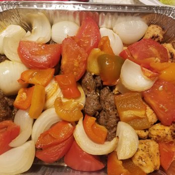 Waffa's Kitchen - A tray of Kafta kabob, chicken kabob and roasted vegetables - Mediterranean Near Me - Glendora, California Waffa's Kitchen - A tray of Kafta kabob, chicken kabob and roasted vegetables - Mediterranean Near Me - Glendora, California