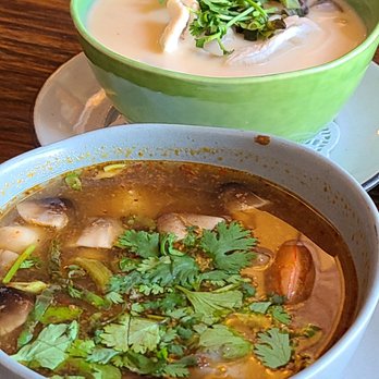 Thai District - Tom Yum Shrimp Soup and Tom Kha Chicken - Thai Near Me - Long Beach, California