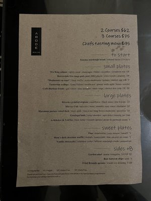 Menu photo 2 ABODE Bistro Sydney, NSW Menu photo 2 ABODE Bistro Sydney, NSW