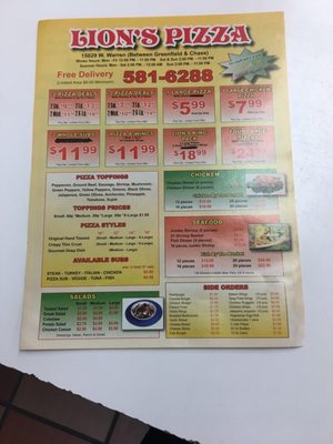 Menu photo 2 Lions Pizza Dearborn, MI