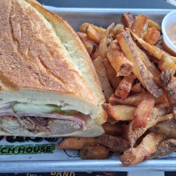 Roast Sandwich House - Half of the Roast Cubano and fries - Sandwiches Near Me - Babylon, New York Roast Sandwich House - Half of the Roast Cubano and fries - Sandwiches Near Me - Babylon, New York