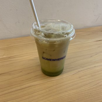 Somewhere - Unmixed iced Matcha Latte with oat milk - Men's Clothing Near Me - Washington, DC, District of Columbia