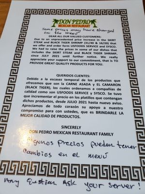 Menu photo 6 Don Pedro Mexican Restaurant Pineville Pineville, NC Menu photo 6 Don Pedro Mexican Restaurant Pineville Pineville, NC