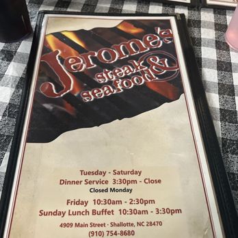 Jerome's Steak & Seafood - Menu - Seafood Near Me - Shallotte, North Carolina