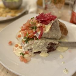 The Fold: Botanas & Bar - Bean & Cheese Burrito, add pickled red onion.