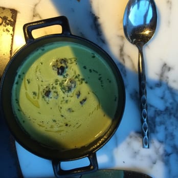 Isono Eatery and Bar - Green pea soup with calamari and squid ink - Mediterranean Near Me - Hong Kong, HK
