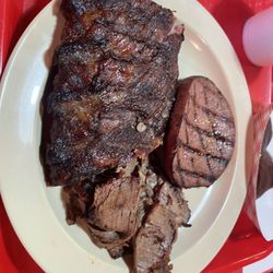 Back Yard Bar-Be-Cue - Choose Any 3 Meats Above Smoked Beef Brisket Rib Plate and baloney