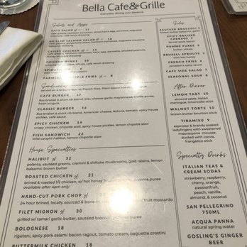Bella Cafe and Grille - Menu - Beer, Wine & Spirits Near Me - Lexington, Kentucky