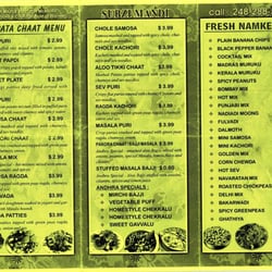 Subzi Mandi Indian Groceries - Part 1 of chaat menu