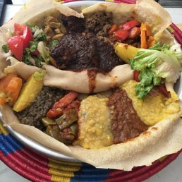 One side is the vegetarian sampler and the other is the meat for my husband! One side is the vegetarian sampler and the other is the meat for my husband!