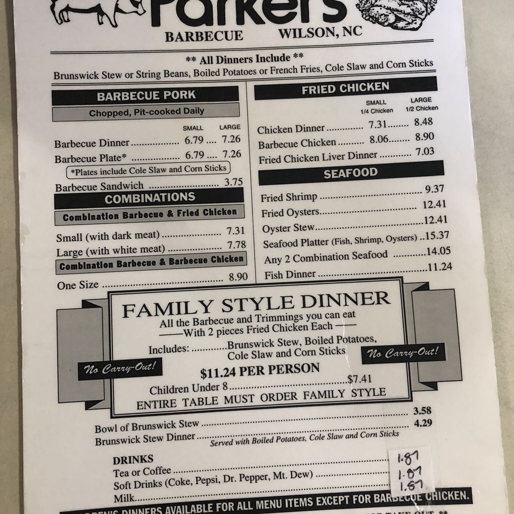 Parker's - Menu - Barbeque Near Me - Wilson, North Carolina Parker's - Menu - Barbeque Near Me - Wilson, North Carolina