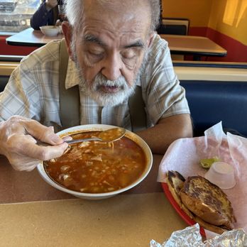 Tortas Rainbow - Daddy eating menudo! - Mexican Near Me - Espanola, New Mexico