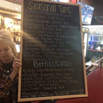 Mellow Mushroom Rome - Tap list (I couldn't see it so it was brought closer to me lol) - Pizza Near Me - Rome, Georgia