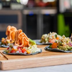 Prank - Blue Corn Taco Trio, a must have, with filet mignon, fried cod or vegan selections