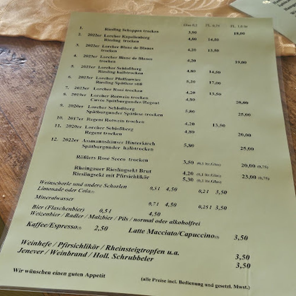 Winzerwirtschaft Rößler - Menu - German Near Me - Lorch, HE