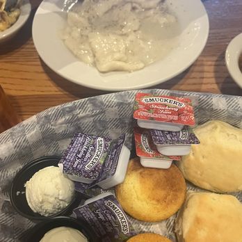 Cracker Barrel Old Country Store - Chicken n Dumplings- corn bread muffins - biscuits - apple butter is $.50 - Southern Near Me - Henderson, North Carolina