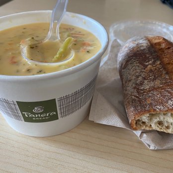 Panera Bread - Broccoli and cheddar soup w/French baguette - Salad Near Me - Arlington, Texas