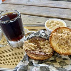 Miller's Root Beer and BBQ Stand - Bratwurst burger w/sauerkraut &:spicy mustard.