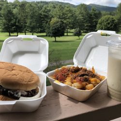 Double J Cafe - Hamburger, "large" chili cheese fries, banana milkshake.