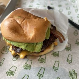 Double Avocado bacon burger . Delicious! Double Avocado bacon burger . Delicious!