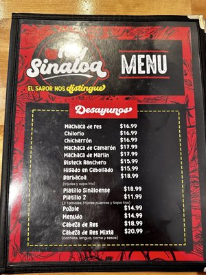 Menu photo 6 Only Sinaloa Adelanto, CA