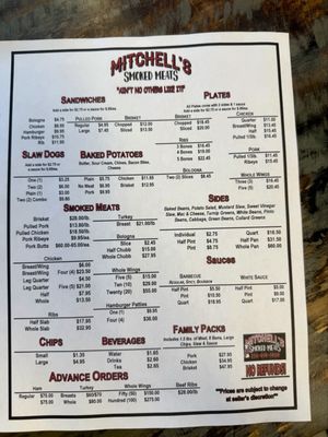 Menu photo 1 Mitchell’s Smoked Meats Muscle Shoals, AL Menu photo 1 Mitchell’s Smoked Meats Muscle Shoals, AL