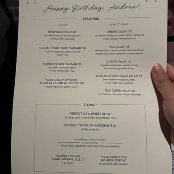 The Marine Room - Menu - Seafood Near Me - La Jolla, California
