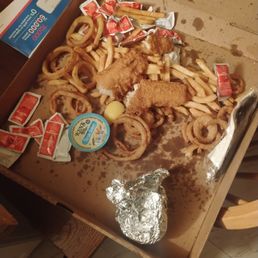 Took a few bites of fish but this is the 20.00 dollar mess I brought home...bon appetit! It appears they don't care Took a few bites of fish but this is the 20.00 dollar mess I brought home...bon appetit! It appears they don't care